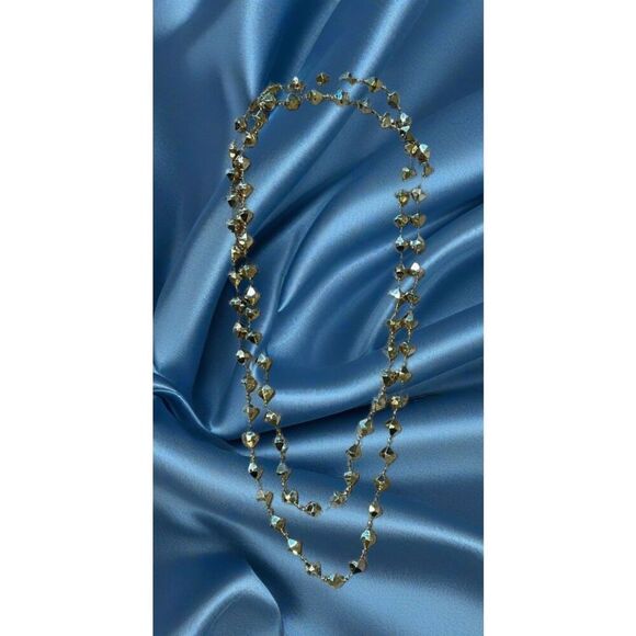 Vintage plastic gold bead necklace - Picture 2 of 4